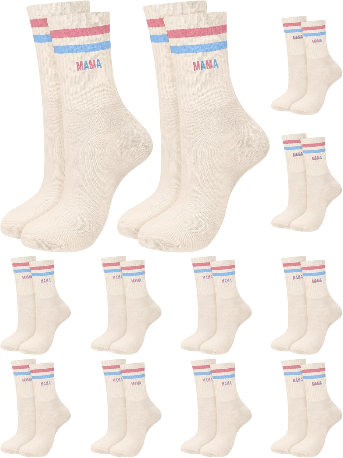 Glitopper 12 Pairs Church Gift for Mom Mama Sock Gifts Bulk Mom Embroidered Crew Socks