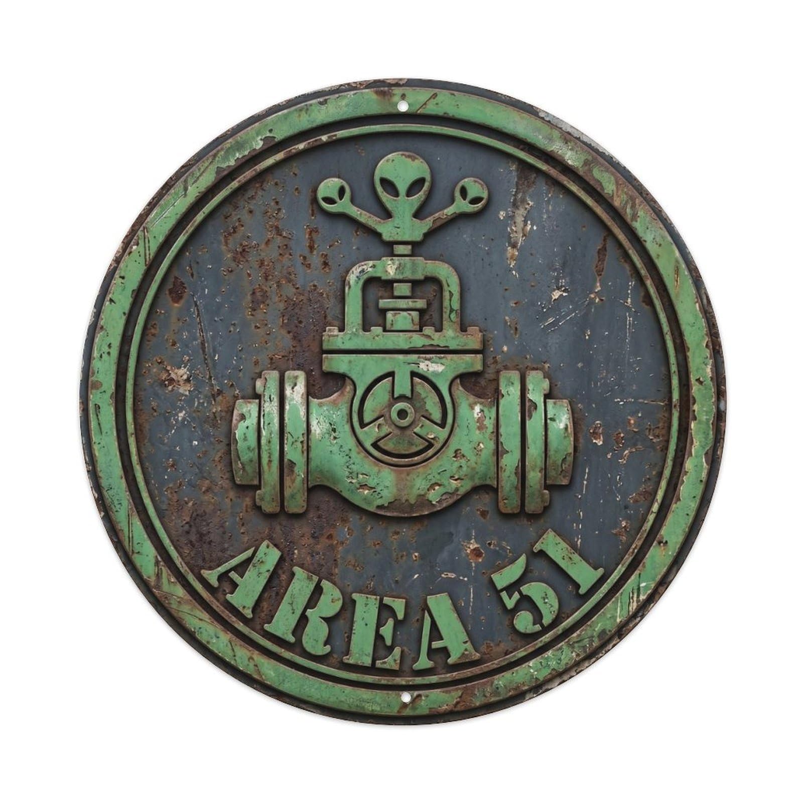 Cwbufd Vintage Style Alien Area 51 Alien Valve Vintage Metal Tin Sign Plaque Wall Decor For Cafe, Club Bar, Office, Garden Metal Poster 8X8inch