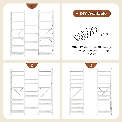 Miniatura 101 de SUPERJARE Estantería triple de 4 niveles, estantería con 11 estantes abiertos, estante ancho para el hogar y la oficina, color gris Negro -,Marrón