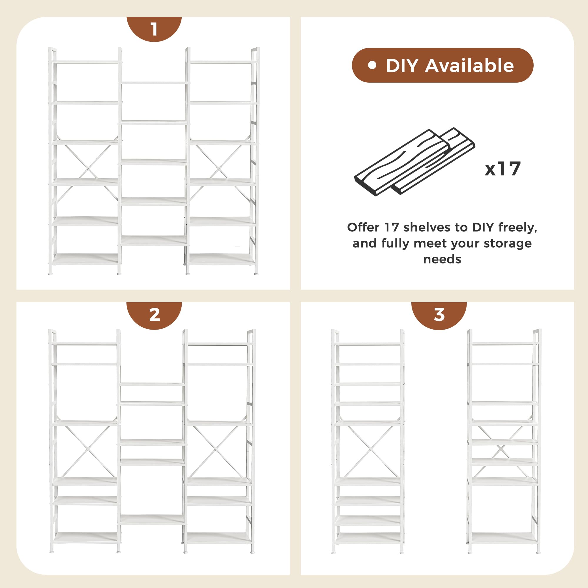 seru83ページ Amazon.com: SUPERJARE Triple 6 Tier Bookshelf, Bookcase with