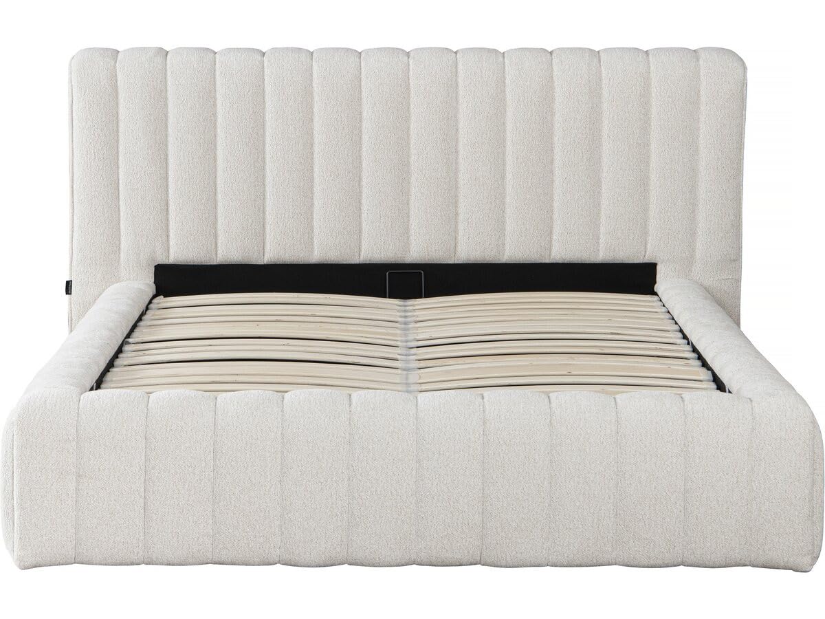 Lit double en tissu avec coffre "Tignes" - 160 x 200 cm - Beige