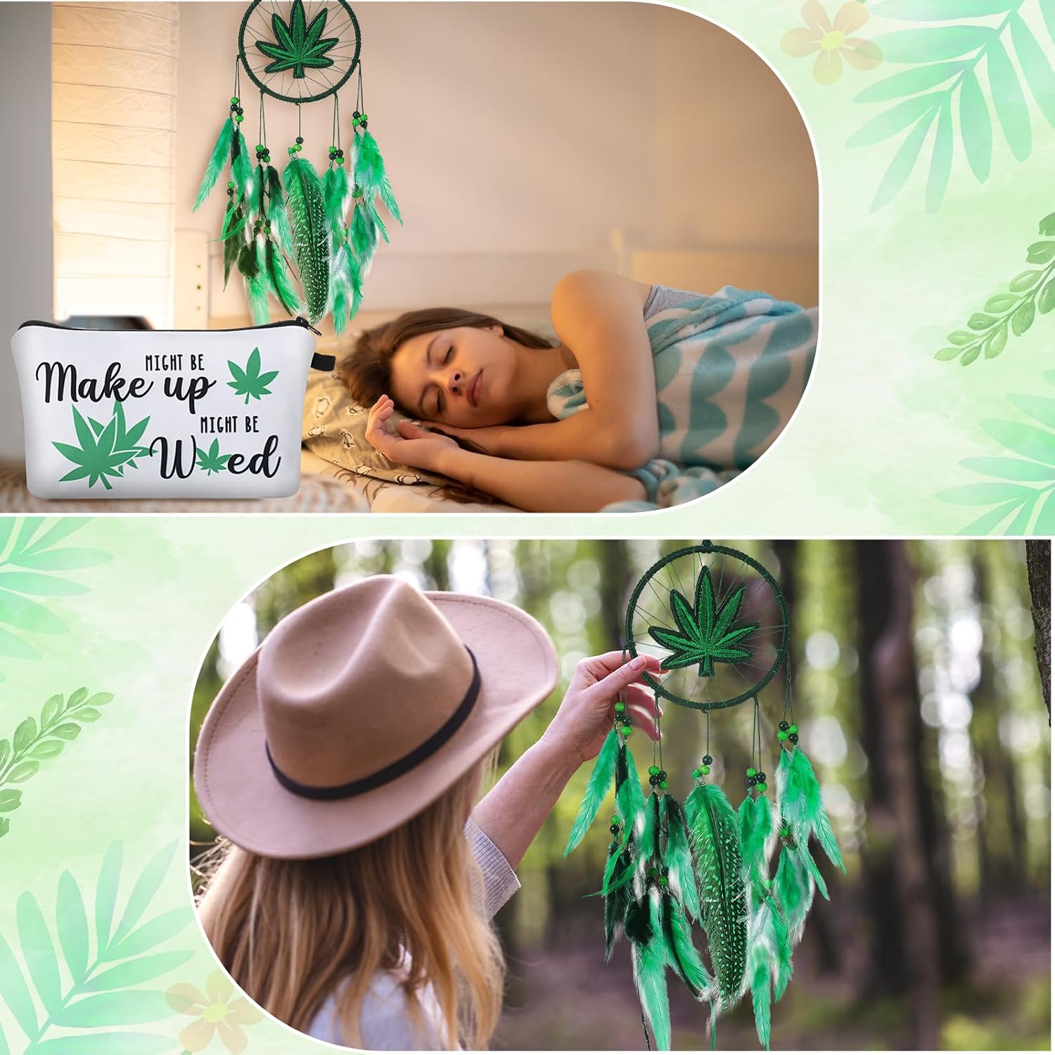 Wenqik 3 Pcs Green Leaf Gifts for for Women, Friends, Mom