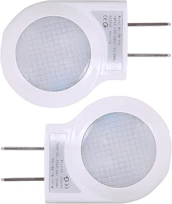 Portable Plug-in 0.7W Travel LED Night Light - 2 Pack of White