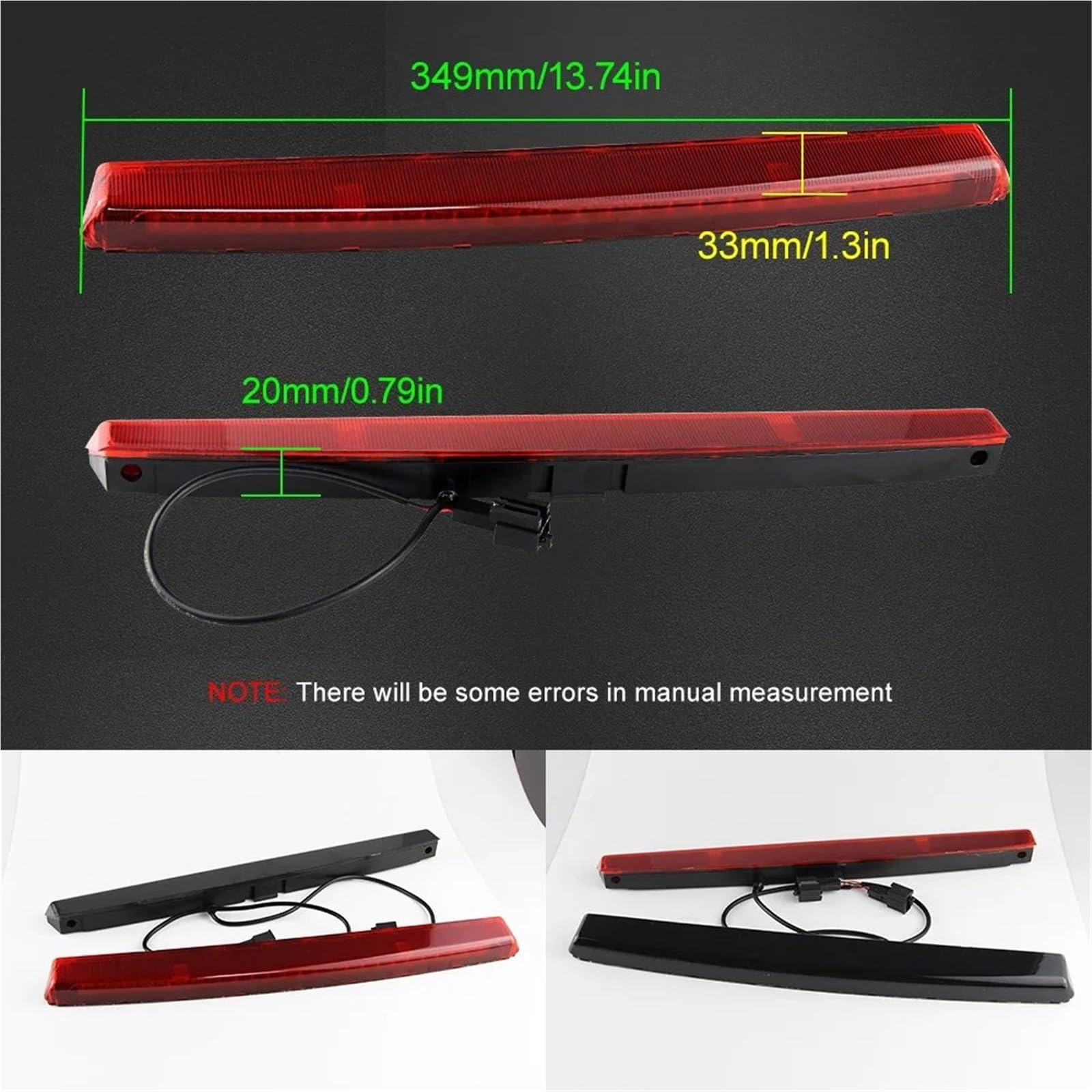 Tercera Luz Freno Trasera Tercera Luz LED Freno para VW para Scirocco para Golf Mk5 para GTI R32 para Polo Mk4, Lámpara Advertencia Tercera Parada Adicional Montaje Alto(Red Lens)