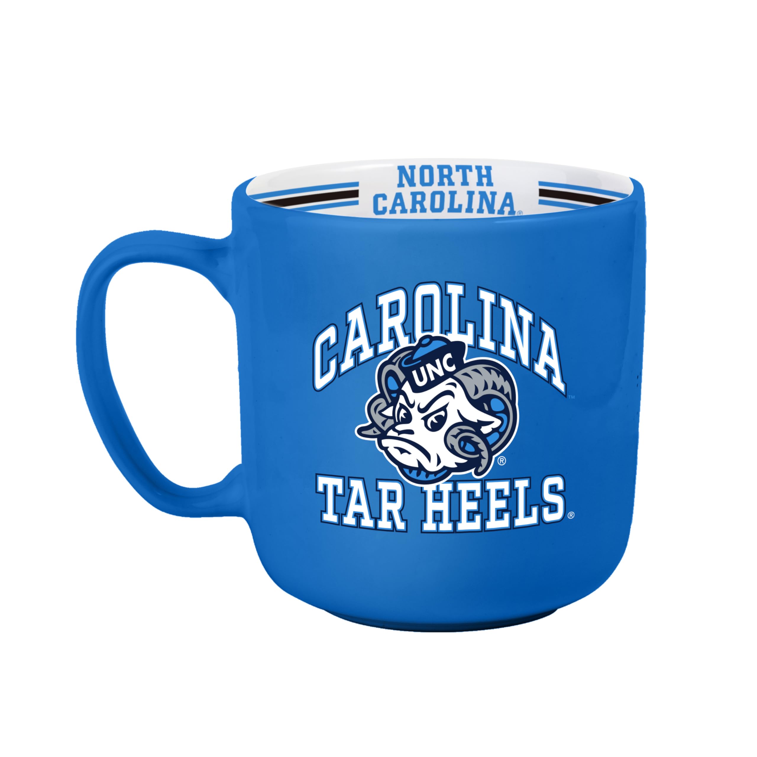 Logo Brands NCAA North Carolina Tar Heels 15 oz Stripe Coffee Mug - Vintage Team Logo, Inside Print &amp; Stripes, Microwave &amp; Dishwasher Safe- Great Gift For Fans &amp; Alumni