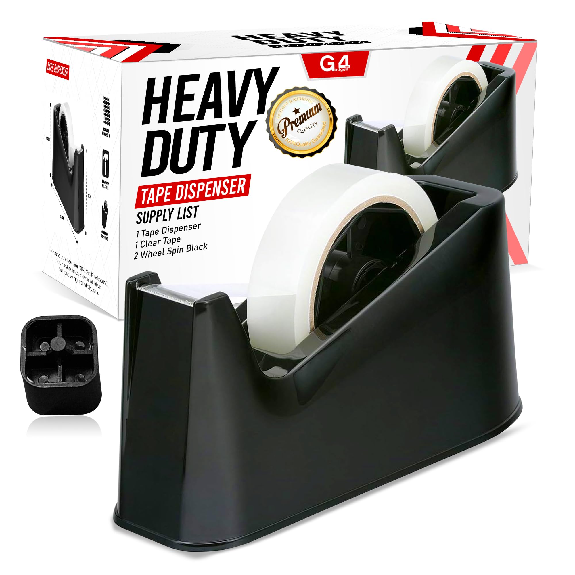 G4gadget Heavy Duty Tape Dispenser Manual Black Desktop Adhesive Distributor New