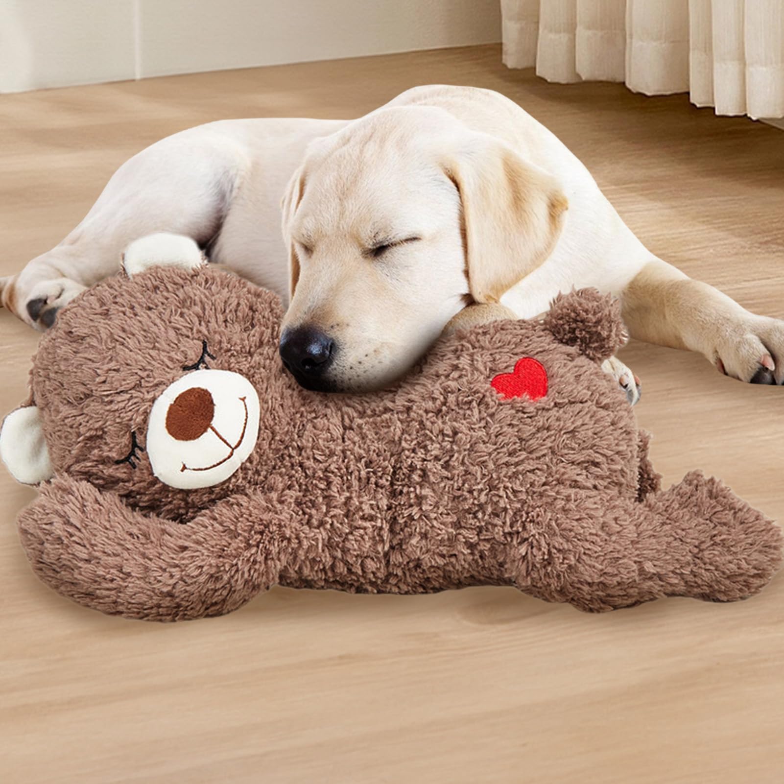 Générique en Peluche pour Chien, Peluche Simulant Un Cœur Qui Bat pour Chien, Ours en Doudou Apaisant pour Chats Et Chaton