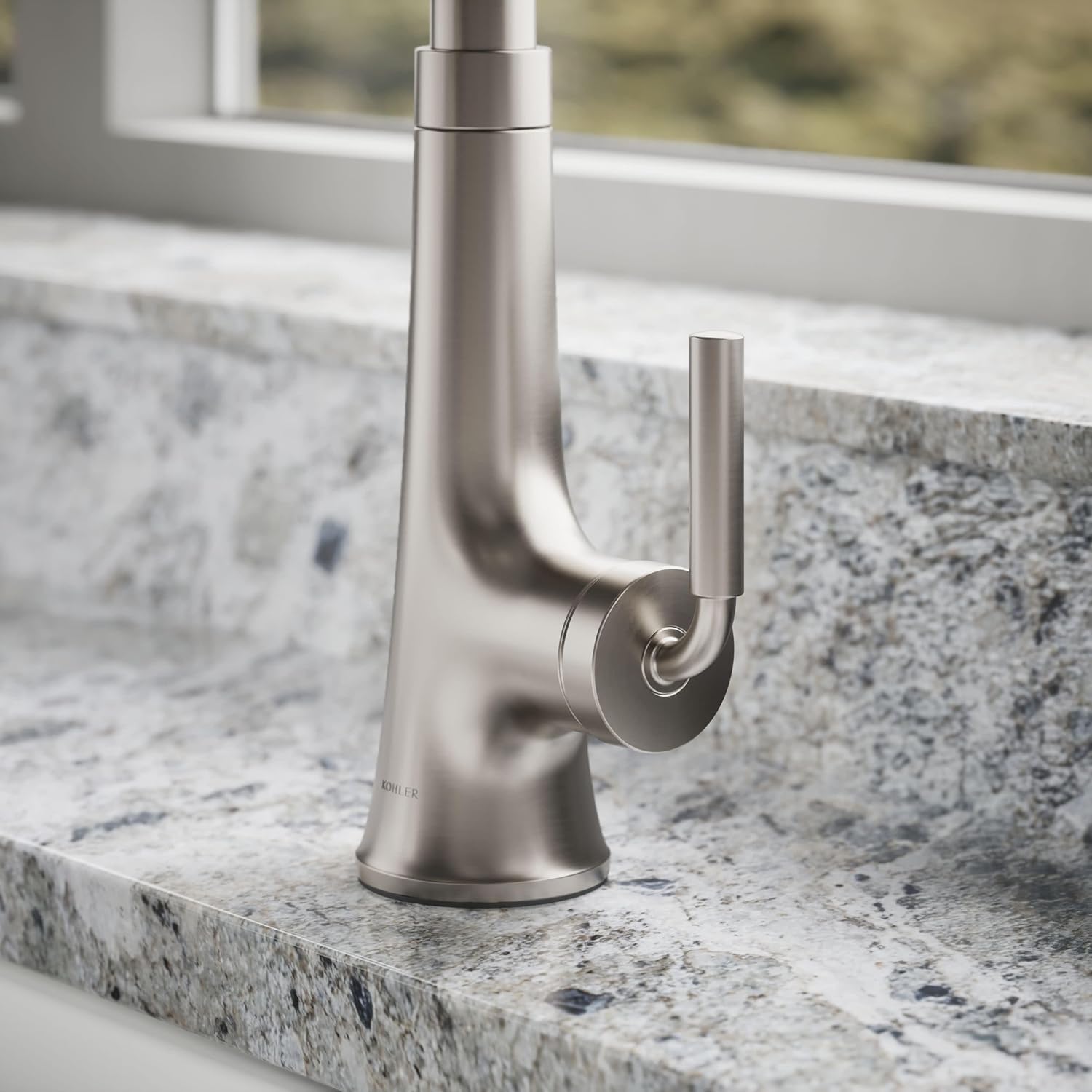 Kohler 23764-VS Tone Pull Down Kitchen Faucet, Kitchen Sink Faucets with Pull Down Sprayer, Vibrant Stainless