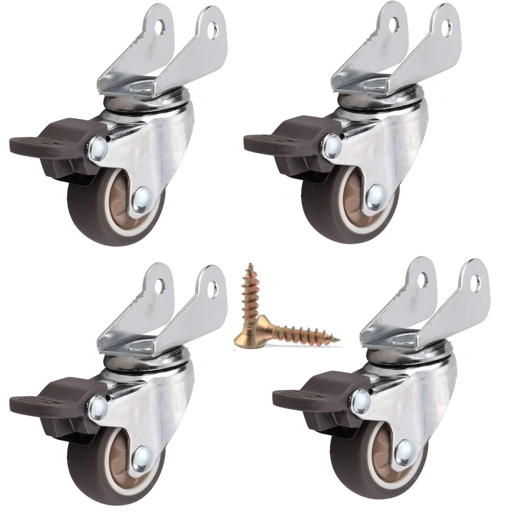 Roulettes pivotantes robustes roues caoutchouc 1.5 2 pouces support en P roulettes avec frein meuble