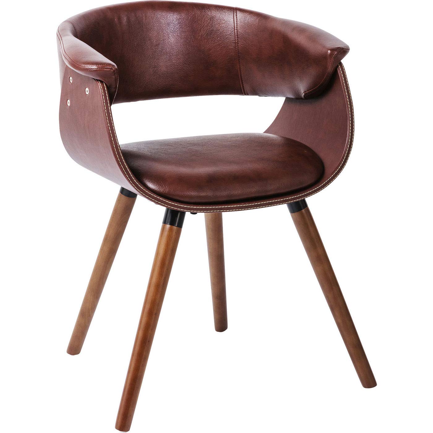 Kare Design Chaise Monaco, Nougat-Marron, Aspect Cuir, Hêtre Massif, Chaise Avec Accoudoirs, Chaise Salle a Manger, Deco Intérieur, Decoration Salon, Cuisine, Chambre, Maison, 72x58x47cm | Chaise salle à manger avec aspect cuir, pour décoration intérieure