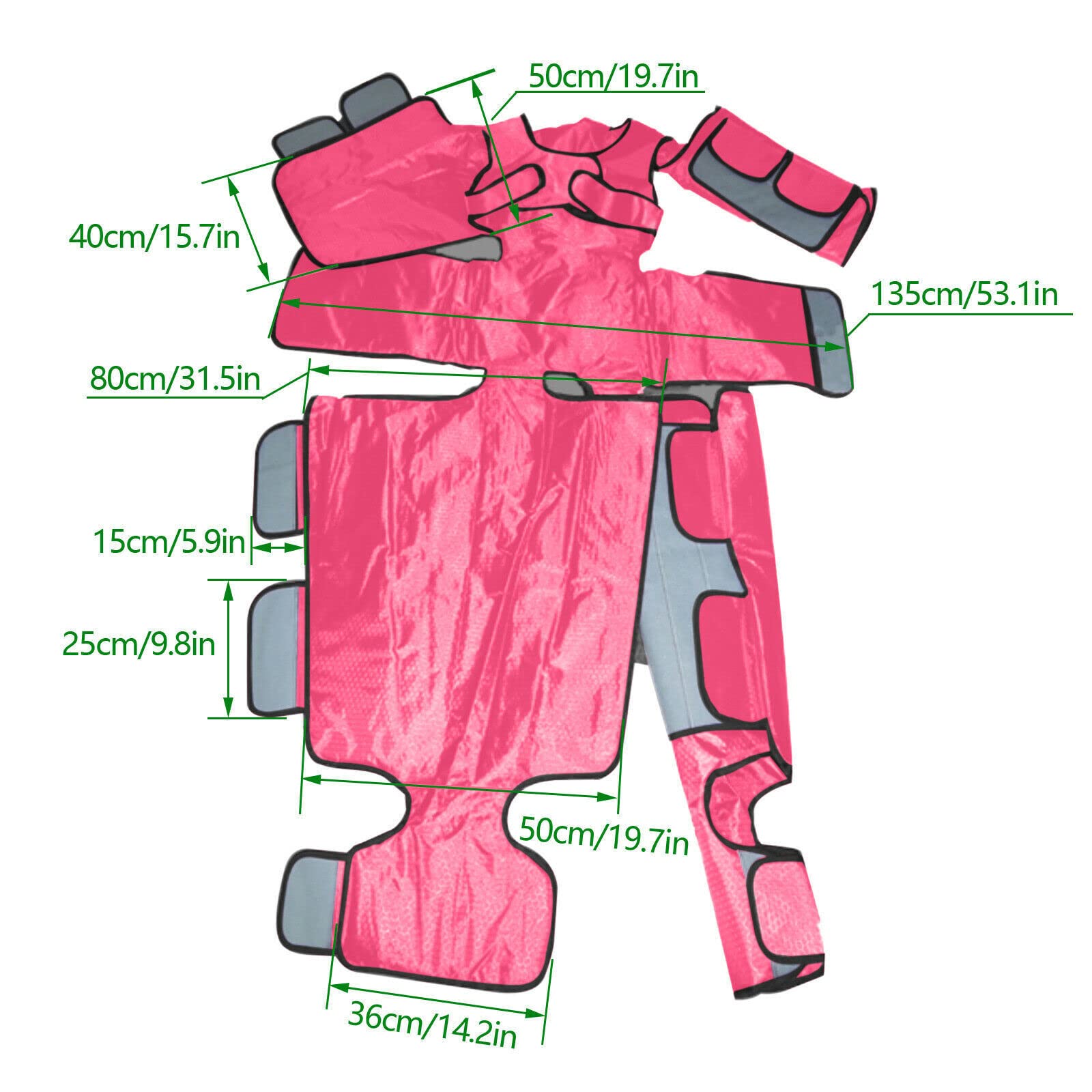 Massaggiatore tutto il corpo, 600 W, per tutto il corpo, pressoterapia, massaggio linfatico, circolazione sanguigna e rilassamento muscolare (rosa)