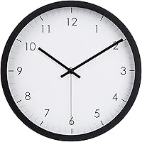 Amazon Basics 12" Silent Non-Ticking Wall Clock - Easy Read Black Round Analog, Battery Operated for Quiet Timekeeping