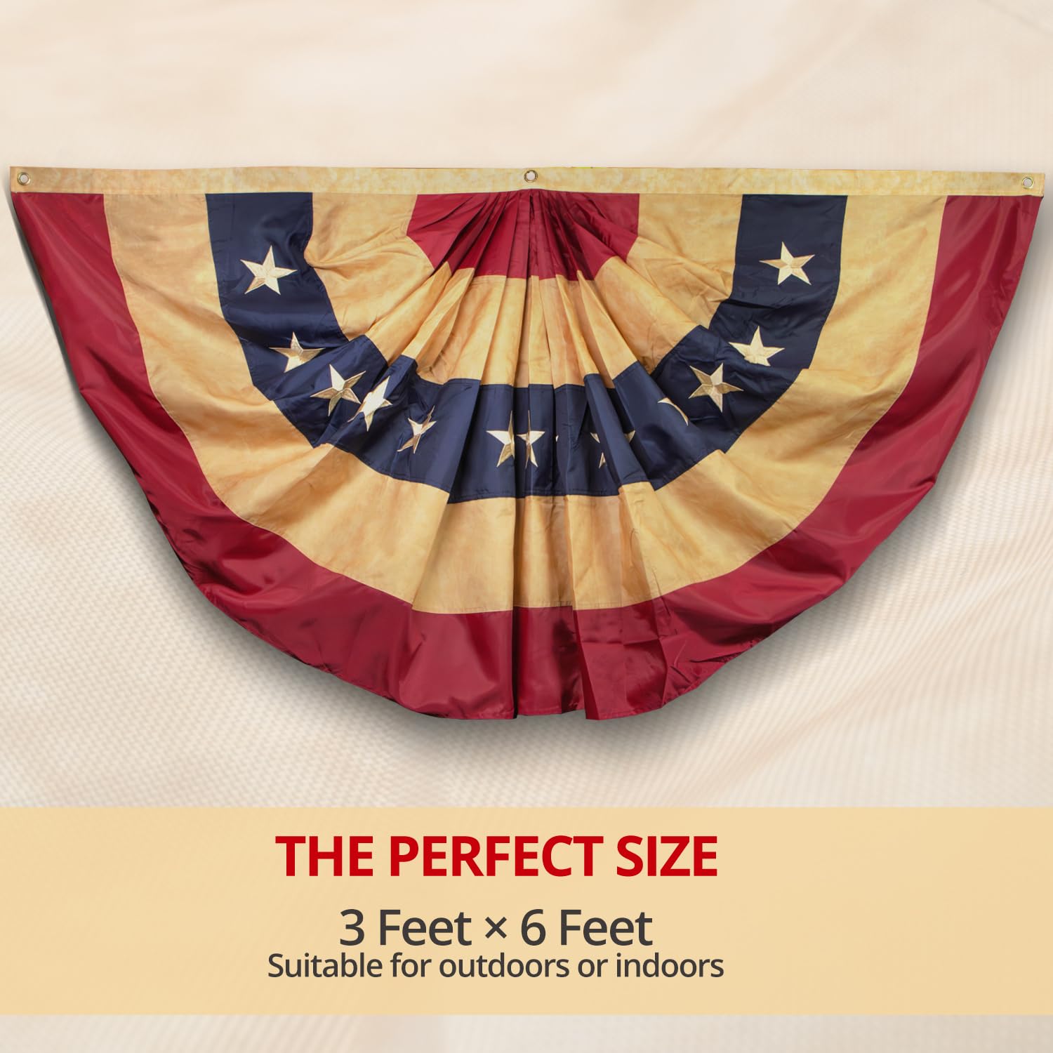 Bandiera USA Vintage 3x5 Piedi - Nylon Con Stelle Ricamate - Effetto Macchiato - Foto 13