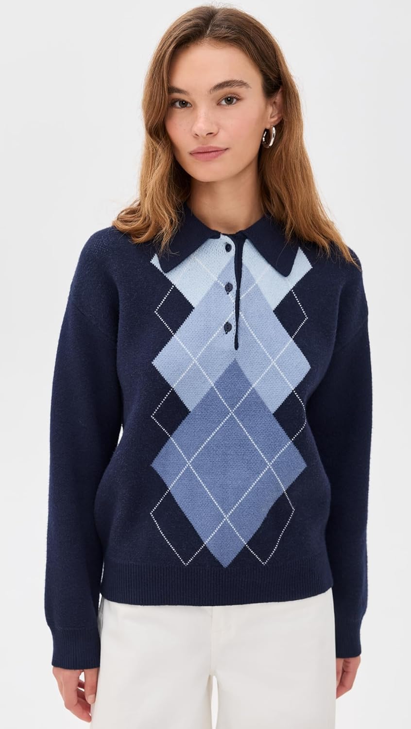 English Factory Women's Argyle Knit Sweater - Image 2