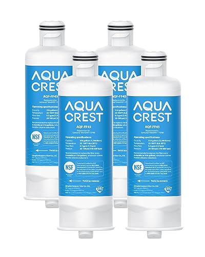 AQUA CREST DA97-17376B Replacement for Samsung DA97-08006C, HAF-QIN/EXP, RS27T5200SR, RF28T5001SR, RF24R7201SR, RF28R6201SR, AQF-FF45, Refrigerator Water Filter (4 Pack)