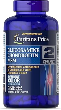 Puritan's Pride Glucosamine Chondroitin MSM, Dietary Supplement for Joint Health, 6 Month Supply, 360 Coated Tablets