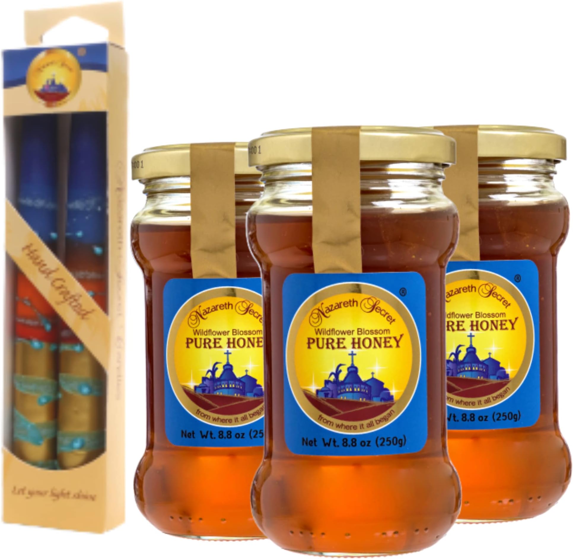 Nazareth Starthistle pure Honey from Israel, and handmade Candles from Nazareth