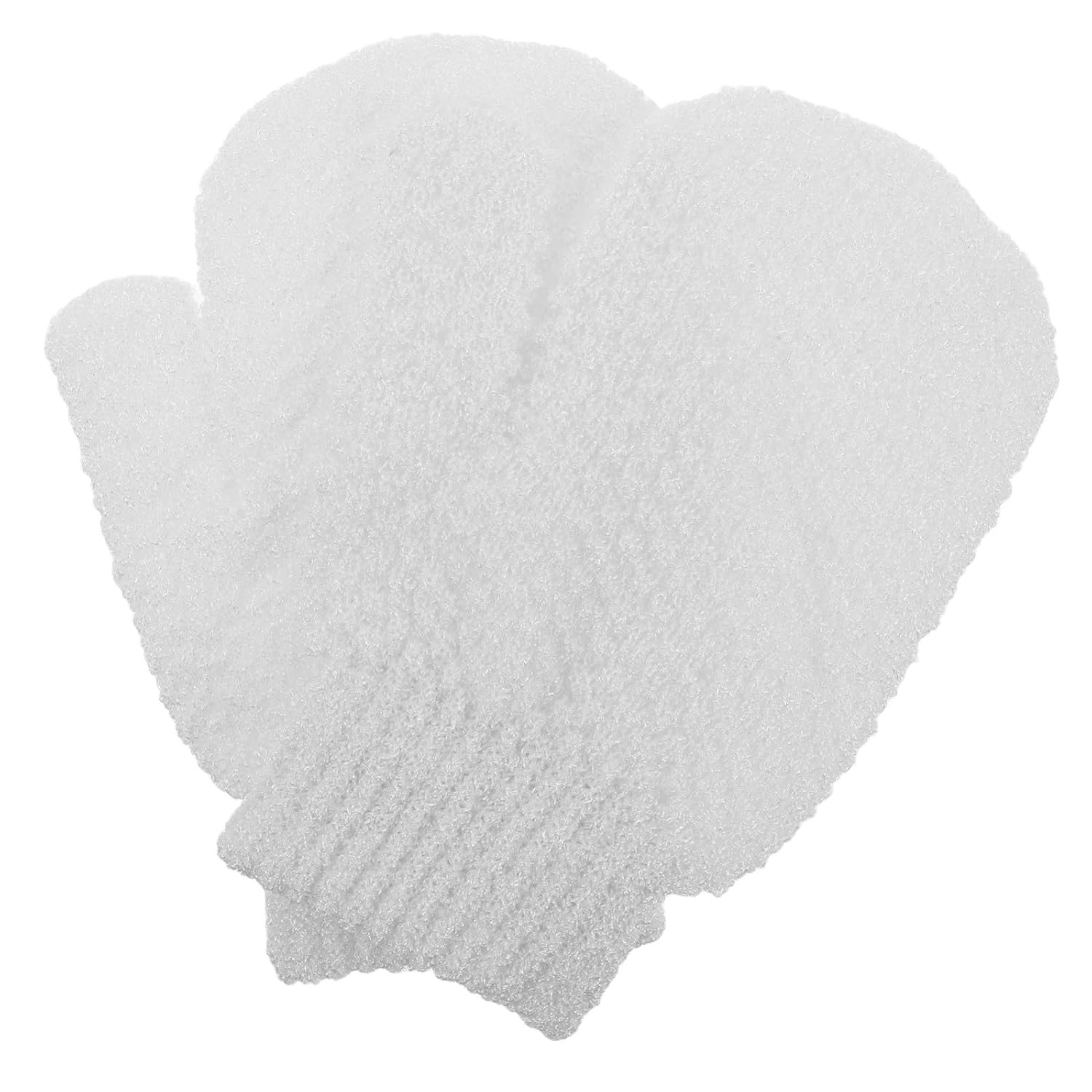 Exfoliating Gloves 1 Pair White Body Scrub Mitts for Shower Dead Skin Removal and Smooth Skin Care Bath Accessories for Men and Women