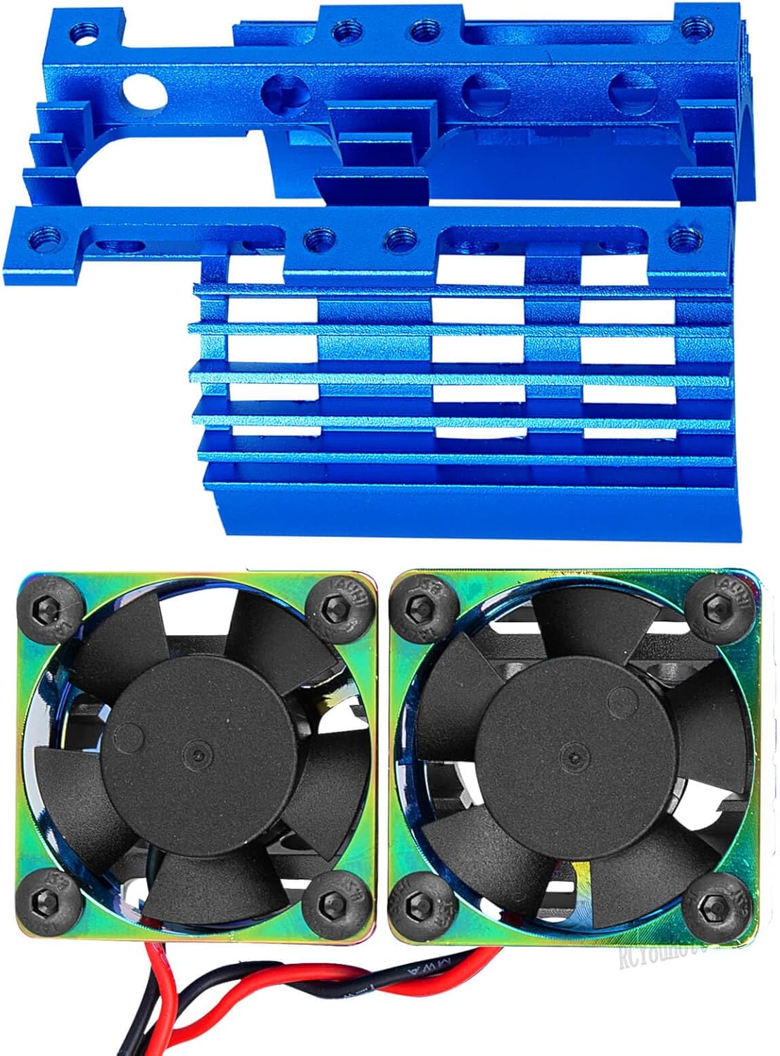RC 30mm 28000rpm Twin Motor Fan with Metal Heatsink Brushless Motor Replacement Upgrades Part for 1/8 1/10 RC Car 540 550 F540 3650 3660 Motor.Motor Cooling Fans,Navy Blue(1PCS)