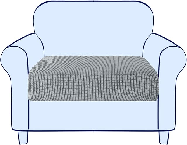 subrtex Sofa Seat Cushion Covers Stretch Polyester Fabric Seat Cushion Protector (1 Seater, Light Grey)