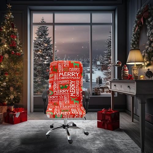 Miniatura 8 de Fundas para silla de oficina de Navidad, funda protectora universal elástica para silla de jefe de respaldo alto moderno y sencillo (XMAS05, M)