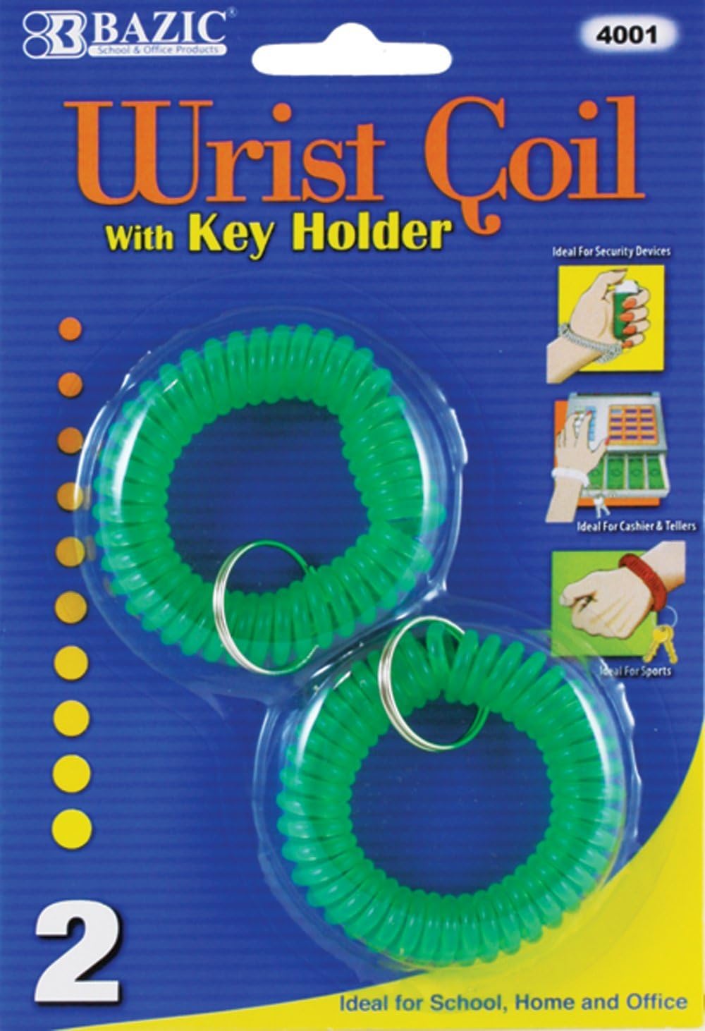 Bazic Wrist Coil with Key Holder, 2 per Pack (Case of 144) (4001-144)