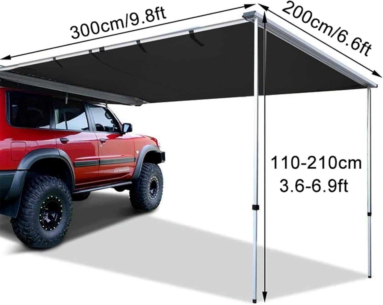 AMNOOL for Car Awning, Removable Awning for Vehicles, Waterproof Holder for Truck, Side Awning, Shelter, for SUV, Tent, Black Color (Size: 160 * 250cm/5.2 * 8.2FT)