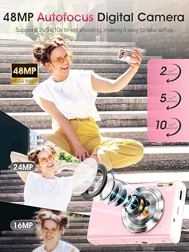 Miniatura 2 de Cámara digital, cámara de videoblogs 4K con enfoque automático para fotografía con tarjeta de 32 GB, cámara digital compacta portátil de 48