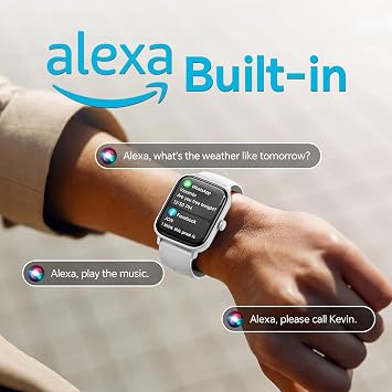 Smart Watch for Women Men, Alexa Built-in,1.8 Inches Large Display, Bluetooth Calls,Received Text, Health Monitoring, Sport Watch, Waterproof Fitness Tracker Watch for Android iOS (White, 1.8 inches)