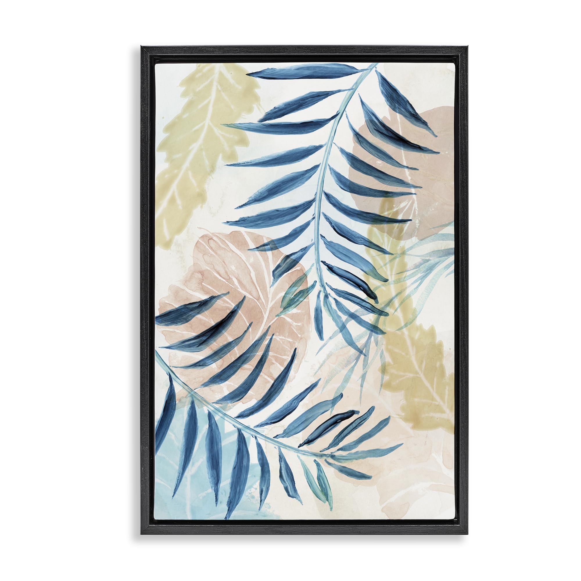 Stupell Industries Pastel Palm Fronds Haze 'Palm Fronds In Pastel Haze', Floating Frame Canvas Art, Black, 17 X 25 Inches, Easy To Hang And Sturdy, Made In Usa, By Nan