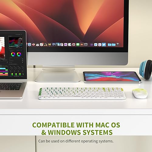 Miniatura 7 de Combo de teclado y mouse inalámbricos USB de 2.4 GHz, ultrafino, compacto, silencioso, retro, juego de teclado y mouse para computadora de oficina,