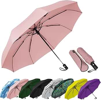 SIEPASA Windproof Travel Compact Umbrella-Automatic Umbrellas for Rain-Compact Folding Umbrella, Travel Umbrella Compact, Small Portable Windproof Umbrellas for Men Women Teenage.(Pink)
