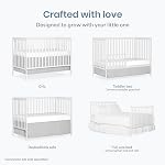 Dream On Me Synergy 5-in-1 Lit bébé convertible en blanc, certifié Greenguard Gold, BSA Certifié, 3 Réglages de hauteur de matelas, Meubles de chambre de bébé classiques