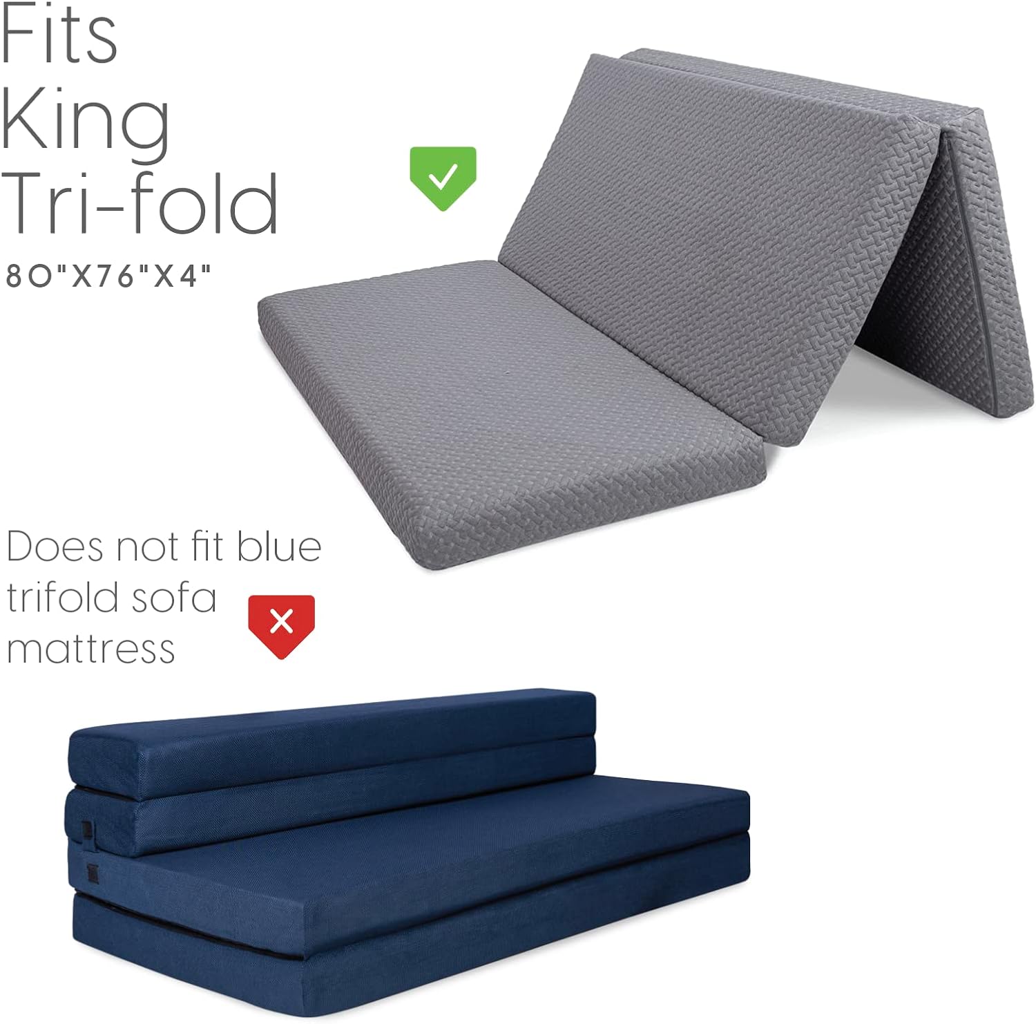 Milliard Carry Case Tri-Fold Mattress (Does Not Fit 6 inch) (King)