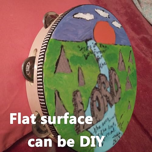 Miniatura 5 de 4 panderetas de madera de 4, 6, 8, 10 pulgadas, juego de panderetas de instrumentos musicales, campanas de batería de mano, jingles de metal, Marrón