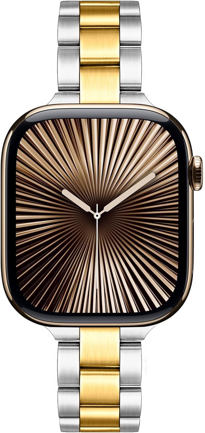 TRUMiRR Band for Apple Watch Series 11 10 42mm 46mm 9 8 7 41mm 45mm Starlight Women, Slim Stainless Steel Watchband Feminine Strap for iWatch Ultra SE 3 2 Series 6 5 4 40mm 44mm