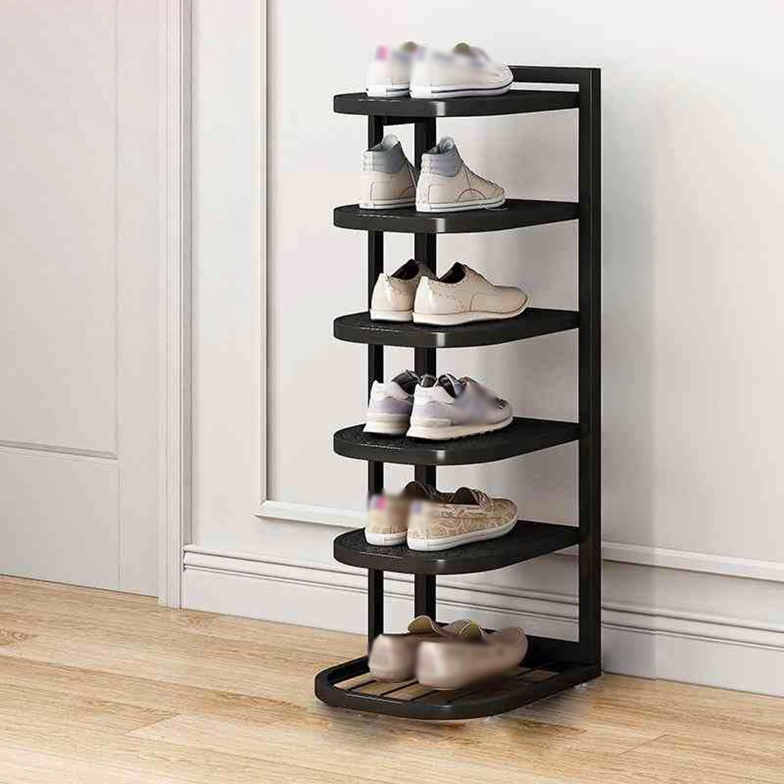 JHDXL Scarpiera Girevole, Scaffale Angolare, Portascarpe Verticale, Multifunzionale, Carosello Portascarpe Supporto, Autoportante Con Ripiani Aperti(Black,82cm/32.3in)