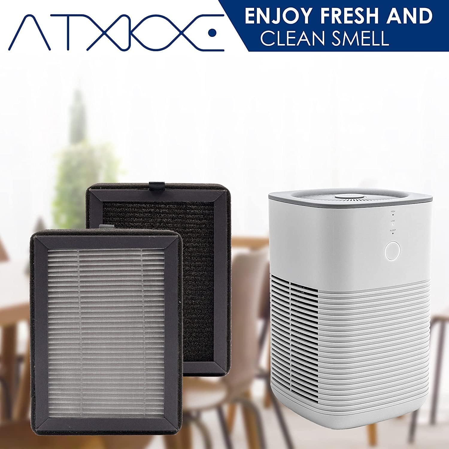 ATXKXE lv-h128 replacement filters compatible with levoit Air Purifier lv-h128, 3-Stage Filtration System Activated Carbon Filter, Fit for PUURVSAS HM669A/ROVACS RV60, black, 6 pack