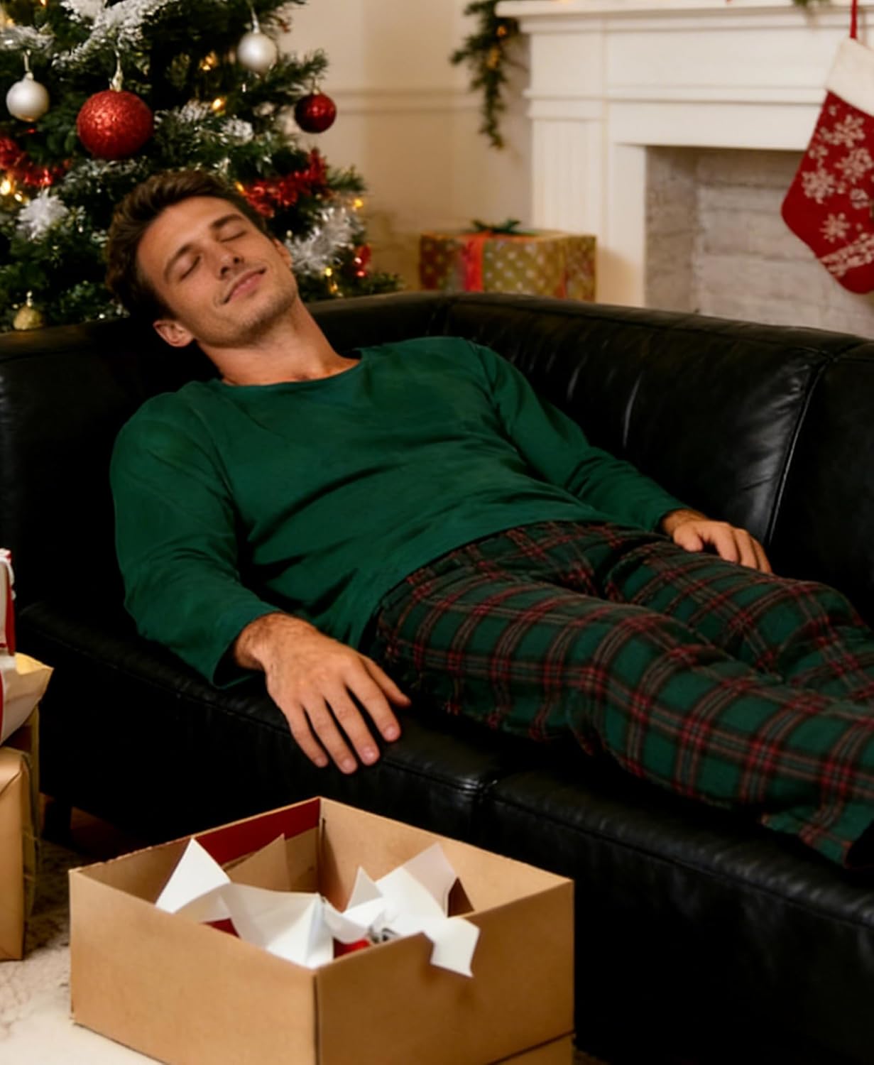 Yoimira Mens Pajama Set-Soft Cotton Long Sleeve 2-Piece Pjs Comfy Sleepwear Loungewear with Pockets - Image 6