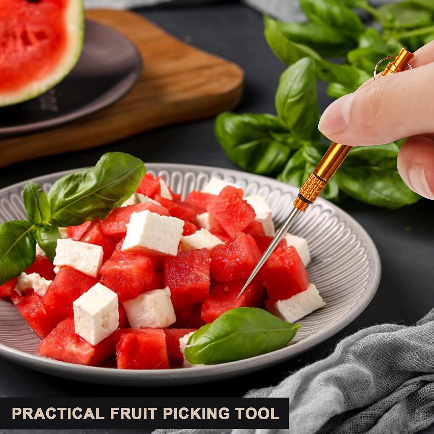 5 Pack Portable Titanium Toothpicks Keychain Brass Pocket Toothpicks