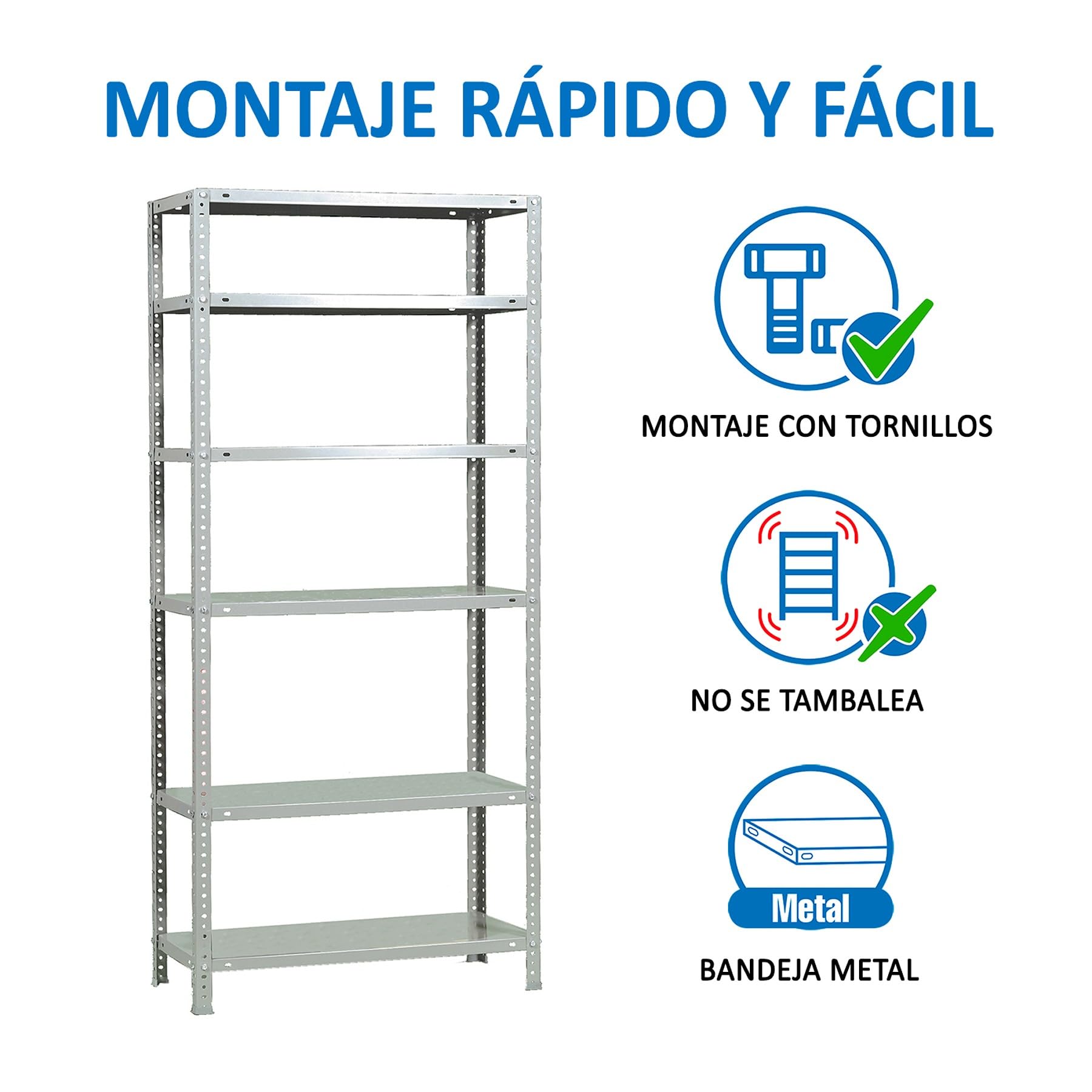 Simonrack Scaffale Metallo Garage, 6 Ripiani, 100 kg di Punto di Flessione, 2000x800x300 mm, Con Viti, Scaffalatura Garage, Bianco - Comfort