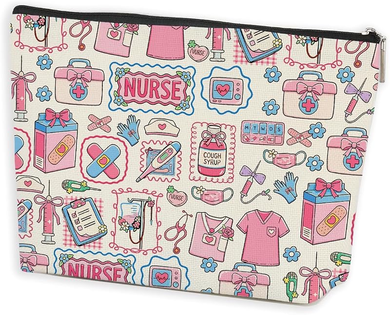 Necessaire de maquiagem Azteoiz com zíper, estampa Multicolor 1642, 20,07 cm x 5,08 cm x 17,78 cm
