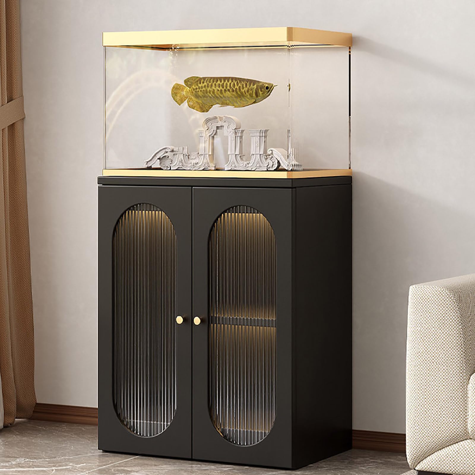 Support pour les aquariums et les socles lourds meuble métallique noir 60x45 cm