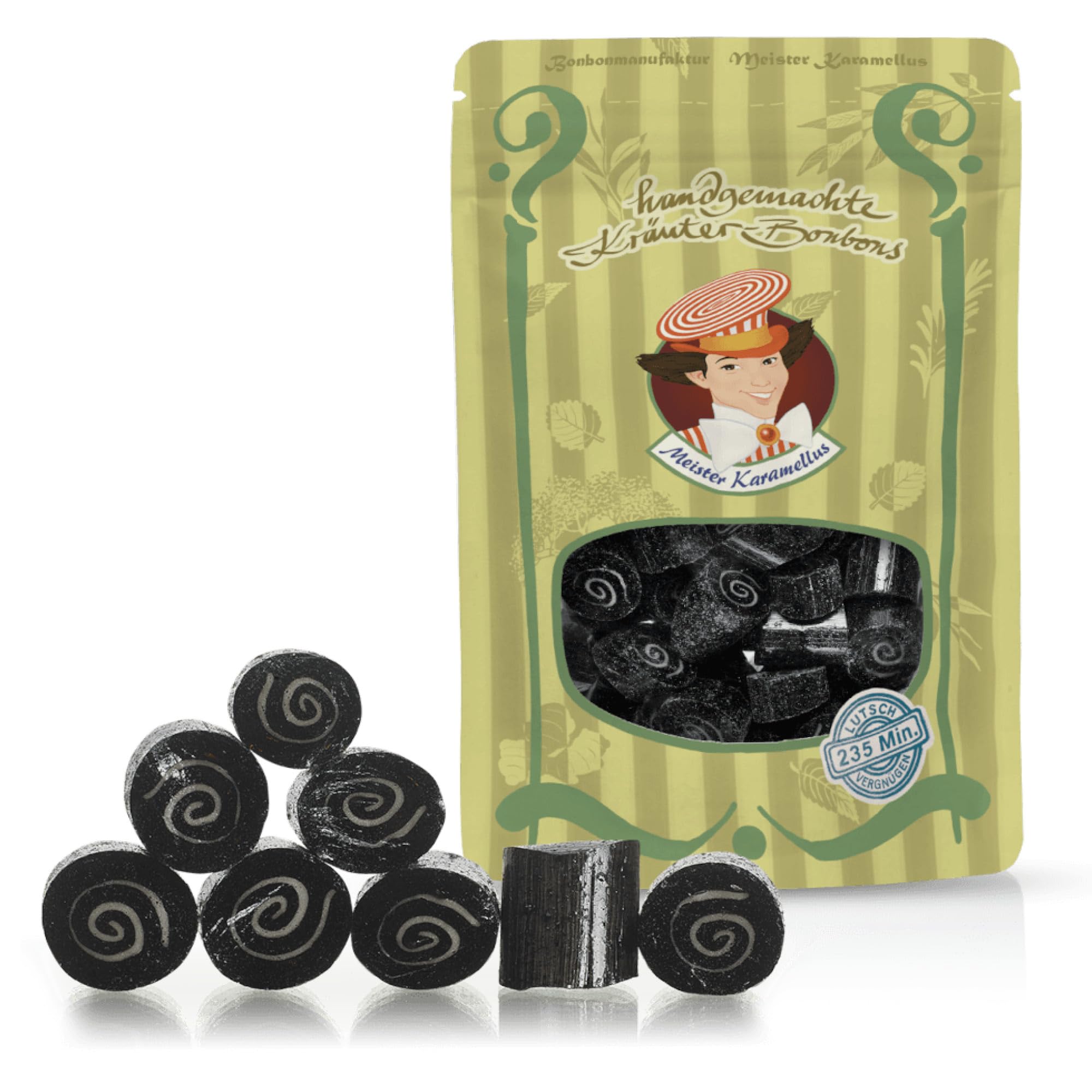 Original Meister Karamellus Lakritz BonBons (9 x 80g Tüte) Kräuterbonbons 100% Handarbeit aus deutscher Manufaktur, Lutschbonbon frei von Geschmacksverstärkern - Ideal für Kinder & Erwachsene