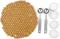 Vista 1 de Yoption 300 cuentas de cera octágono con 4 velas y 2 cucharas de fusión para sello de cera (dorado)