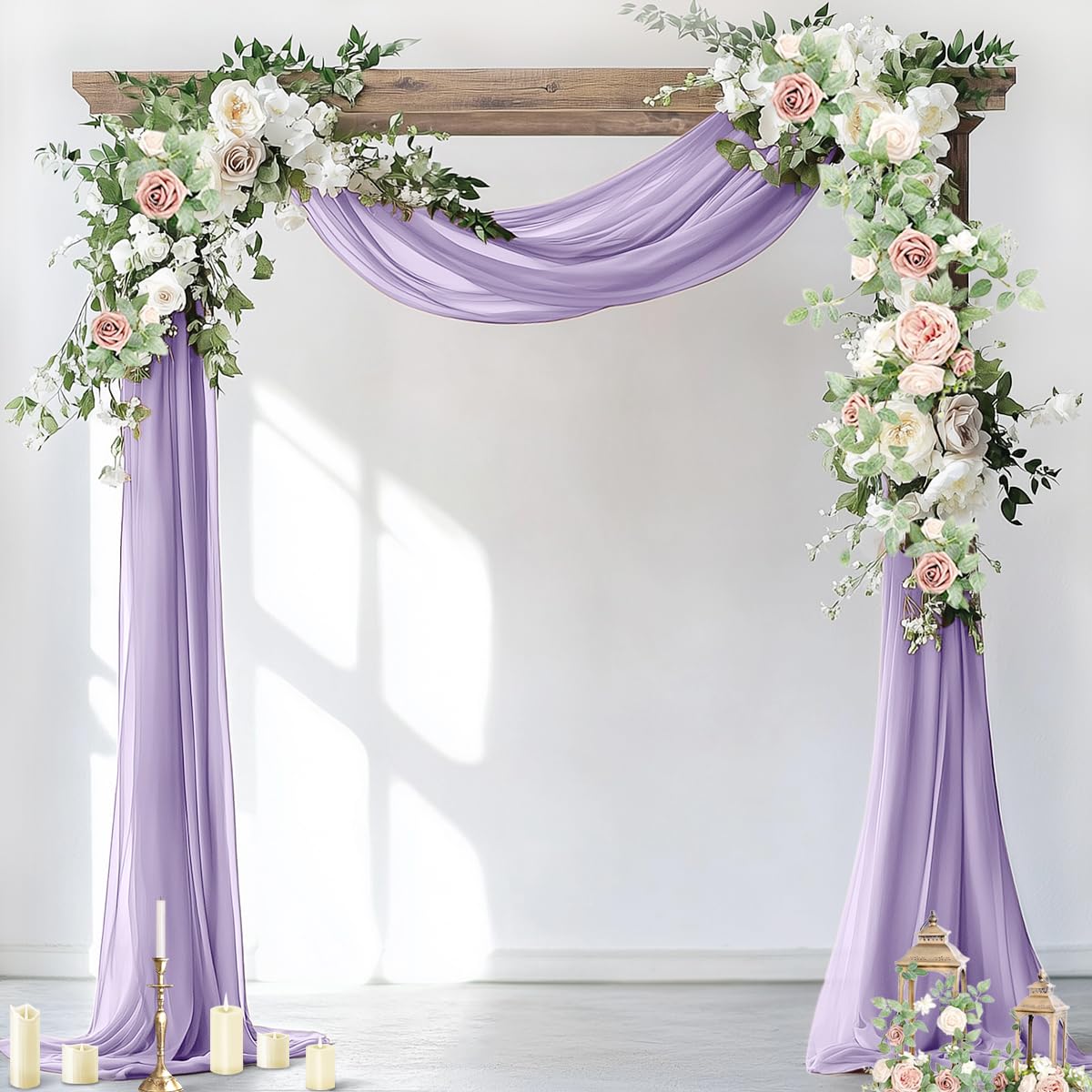 Socomi Wedding Arch Draping Fabric 1 Panel 29" x 19Ft Ivory Sheer Chiffon Curtain Drapes 6 Yards for Wedding Ceremony Birthday Party Decoration — view 13