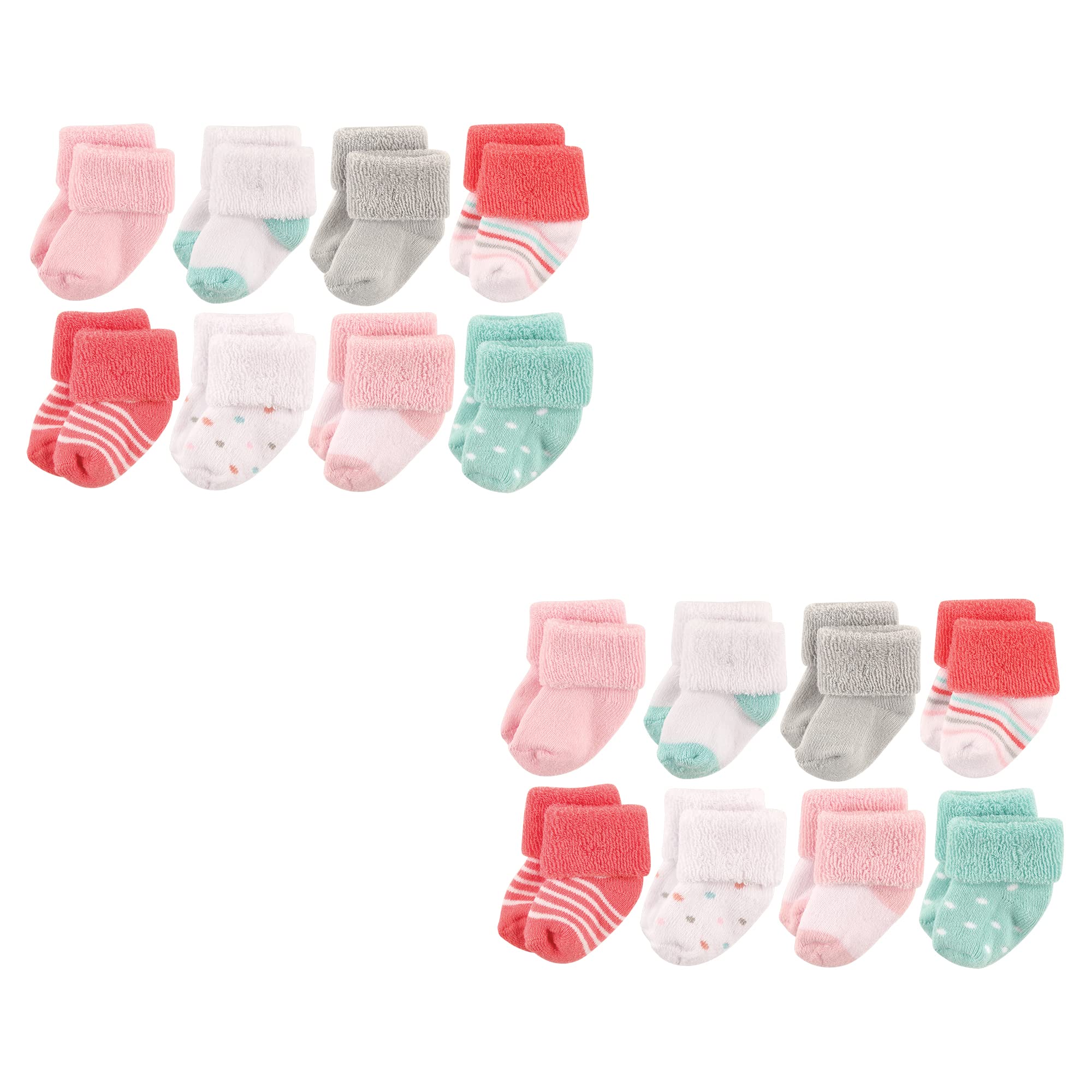 In-Ear Ohrhörer Luvable Friends Unisex Babysocken für Neugeborene und Babys, Pink Scroll 12er-Pack, 0-6 Months”