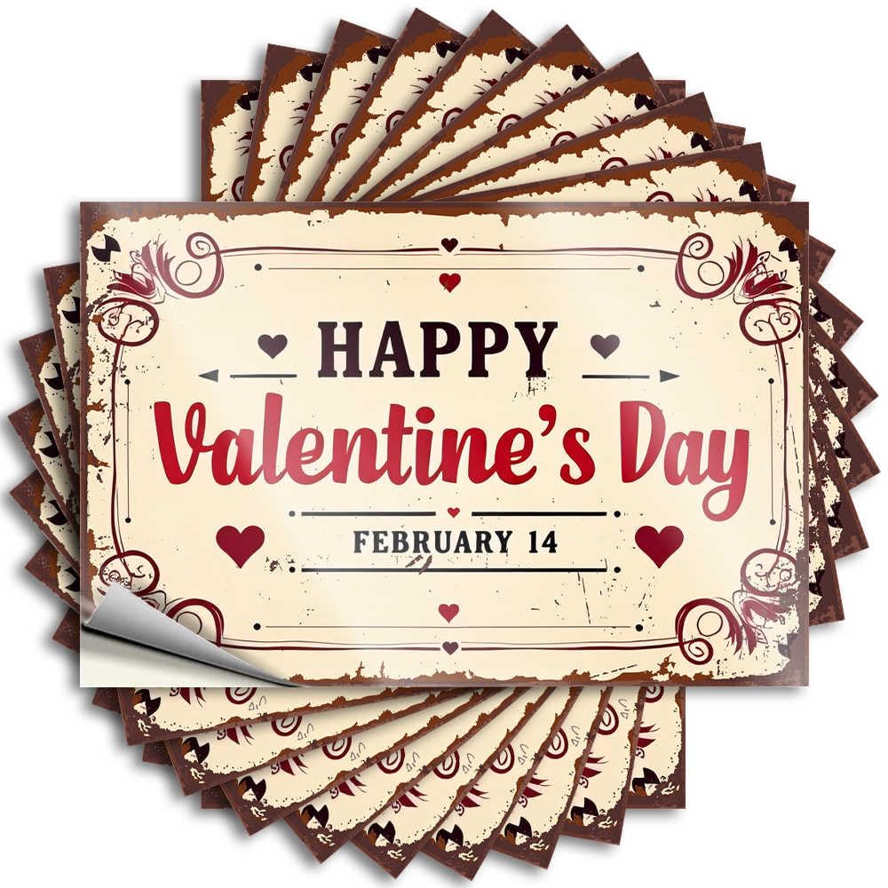 Bumper Accent Backyard Bar Decor Waterproof - Vintage Valentine's Day Celebration On February 14th Helmet Self Adhesive Decal for Teen Use(8X12CM)