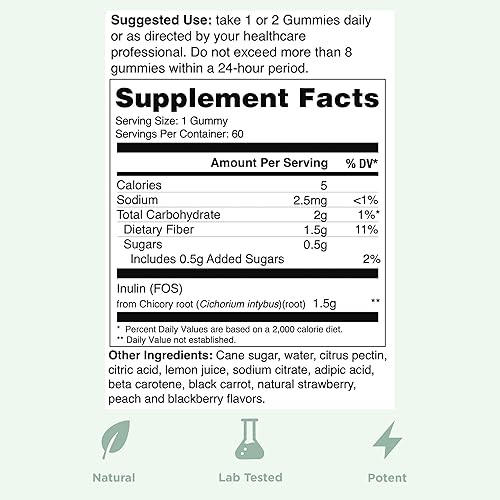 Vista 5 de Yuve Gomitas de fibra prebiótica – Deliciosas – Suplemento de fibra soluble de 0.11 oz – Apoya la salud digestiva y la regularidad – Gomitas