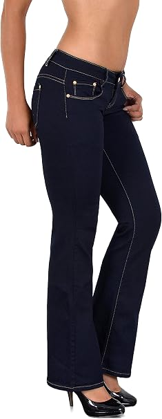 Jean Femme Bootcut - ESRA - Taille Basse, 95% Coton, Grandes Tailles